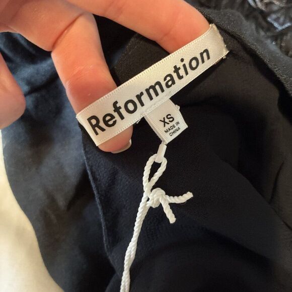 reformation New Agata Solid Black Fringe V Neck Tank Mini Dress Xs - Picture 6 of 10